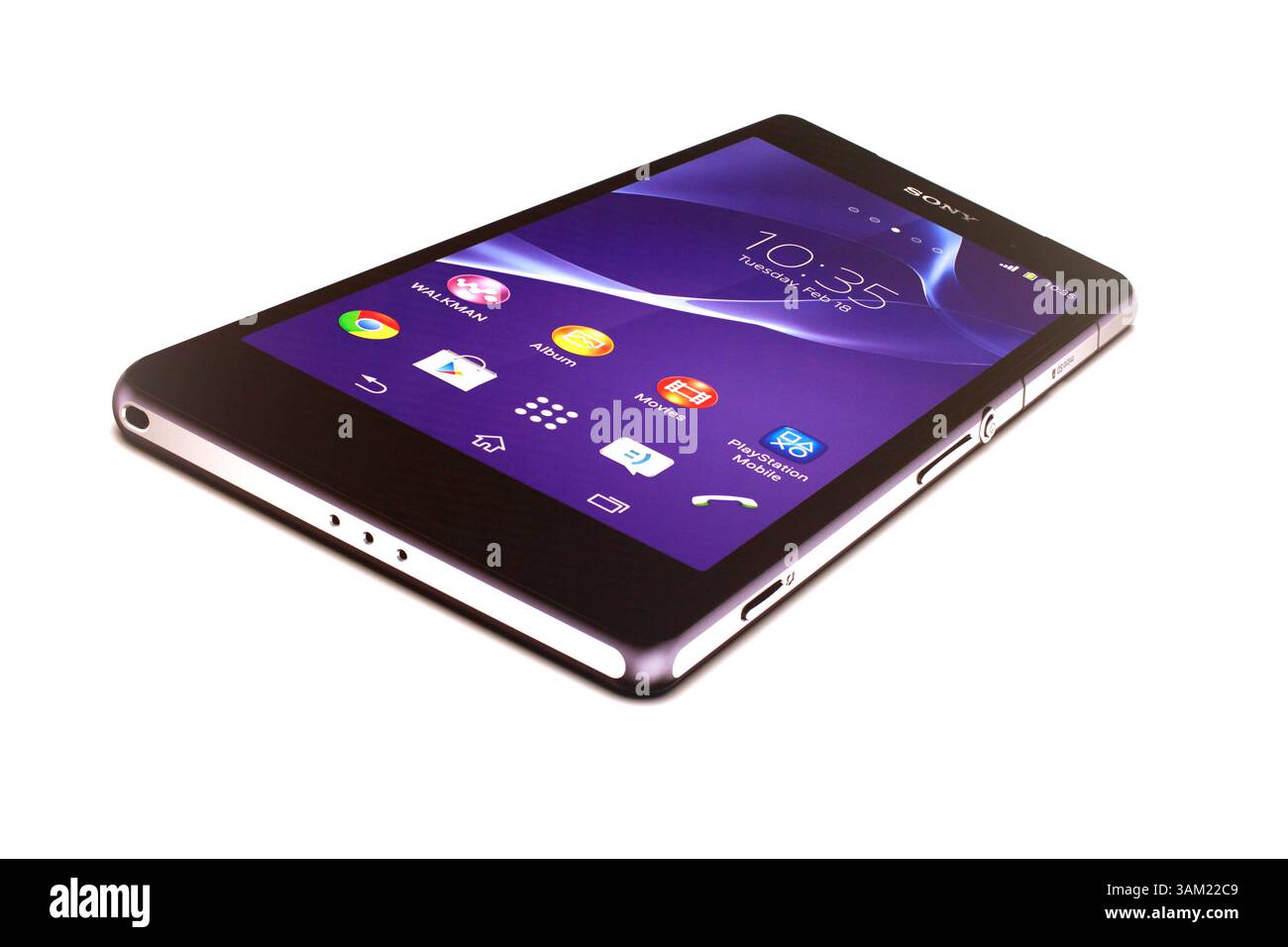 27 février 2014 - Barcelone, Espagne - nouvel appareil Sony Xperia lors de la dernière journée du Mobile World Congress 2014. Le Mobile World Congress se tient du 24 au 27 février, le plus grand showroom de la technologie mobile à la foire de Barcelone. (Crédit image : © Pau Barrena/ZUMA Wire/ZUMAPRESS.com) Banque D'Images