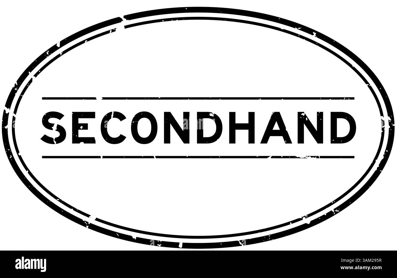 Grunge noir de seconde main mot ovale caoutchouc tampon sur fond blanc Illustration de Vecteur