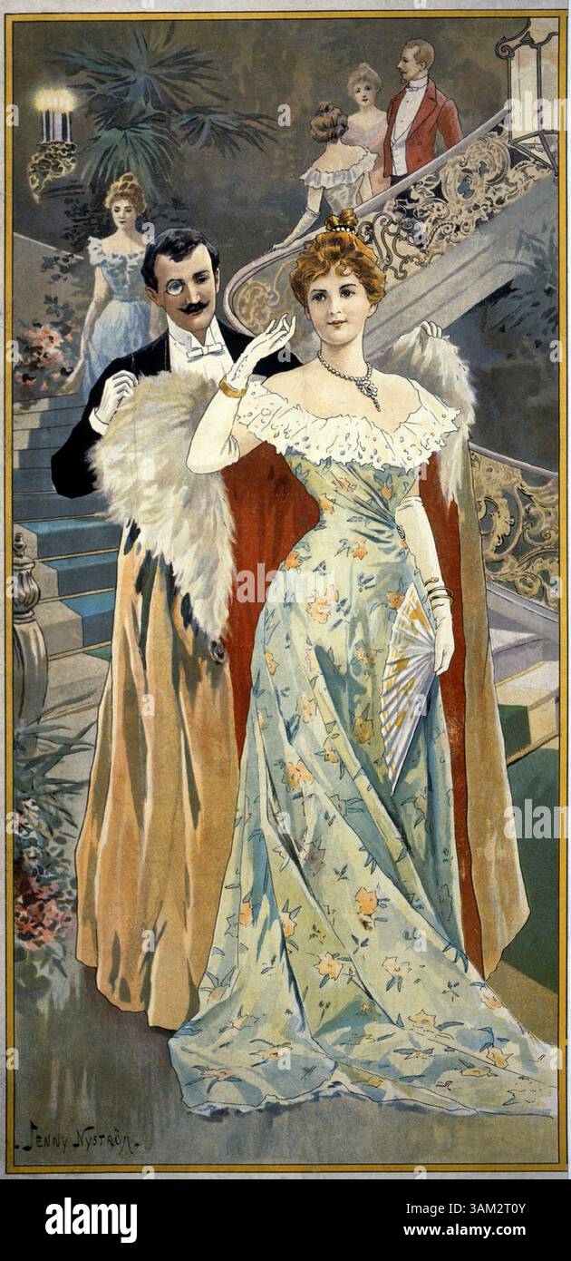 1er juin 1900 - escalier descendant du couple de la Société, vers 1899 (image crédit : © Glasshouse/ZUMAPRESS.com) Banque D'Images