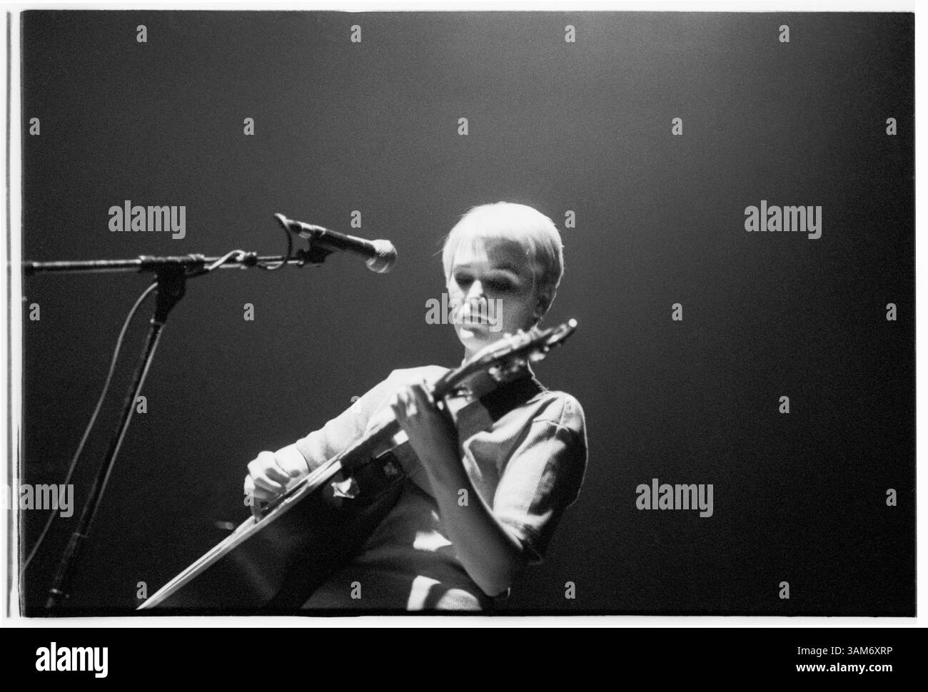 HAYWARD WINTERS, DUO FOLK, CONCERT, 1993 : une photographie rare de Trish Keenan dans le duo folk Hayward Winters jouant en soutien à Paul Weller au Cardiff St David’s Hall au pays de Galles, Royaume-Uni, le 12 novembre 1993. Photographie : Rob Watkins. INFO : ​Hayward Winters est un duo folk éphémère originaire de Birmingham, en Angleterre, formé au début des années 1990 par Trish Keenan et Jude Owens. James Cargill se joint plus tard à la basse. Keenan et Cargill ont lié plus de psychédélie des années 1960, menant à la formation de Broadcast en 1995. Tragiquement, Trish Keenan meurt d'une pneumonie en 2011 à l'âge de 42 ans. Banque D'Images