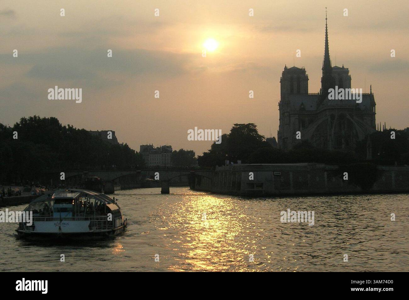 12 janvier 2006 - États-Unis - Un bateau d'excursion longe la Seine en direction de la cathédrale notre-Dame de Paris, France. Les promenades en bateau, d'une durée d'une heure ou deux, sont un moyen relaxant d'apercevoir certains des principaux sites touristiques de la ville. (Kristin Jackson/Seattle Times/KRT) (image crédit : © Kristin Jackson/mct/ZUMAPRESS.com) Banque D'Images