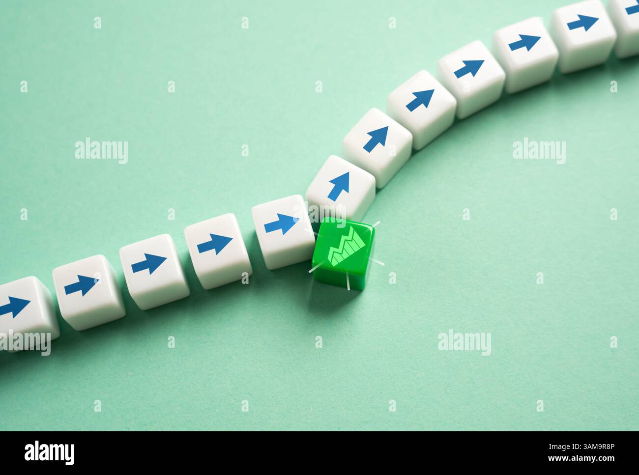 Une prévision positive provoque une hausse des prix et une augmentation de la demande. Attentes positives des investisseurs. Tendances économiques et décisions financières. Banque D'Images