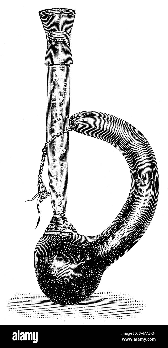 Conduite d'eau d'Irangi, Afrique de l'est. Culture africaine et antiquités. Publication de l'encyclopédie Meyers, vol. 7, Leipzig, Allemagne, 1910. Banque D'Images