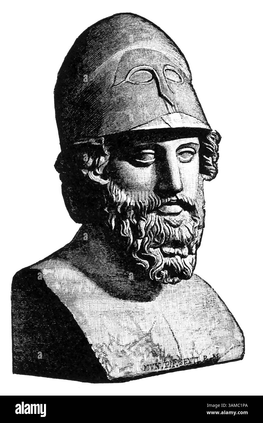 Themistocles (c. 524 av. J.-C. - c. 460) était un politicien athénien et stratège naval qui était le créateur de la puissance maritime athénienne et le sauveur en chef de la Grèce de la soumission à l'empire persan à la bataille de Salamine en 480 av. J.-C.. Banque D'Images
