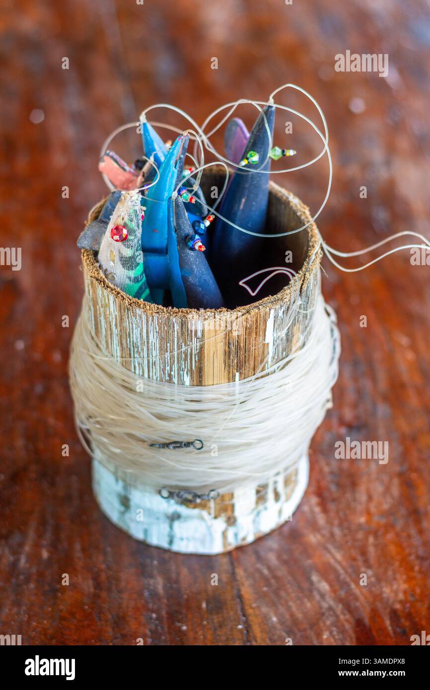 Un leurre de pêche traditionnel utilisé par un pêcheur philippin local à Iloilo, Philippines Banque D'Images