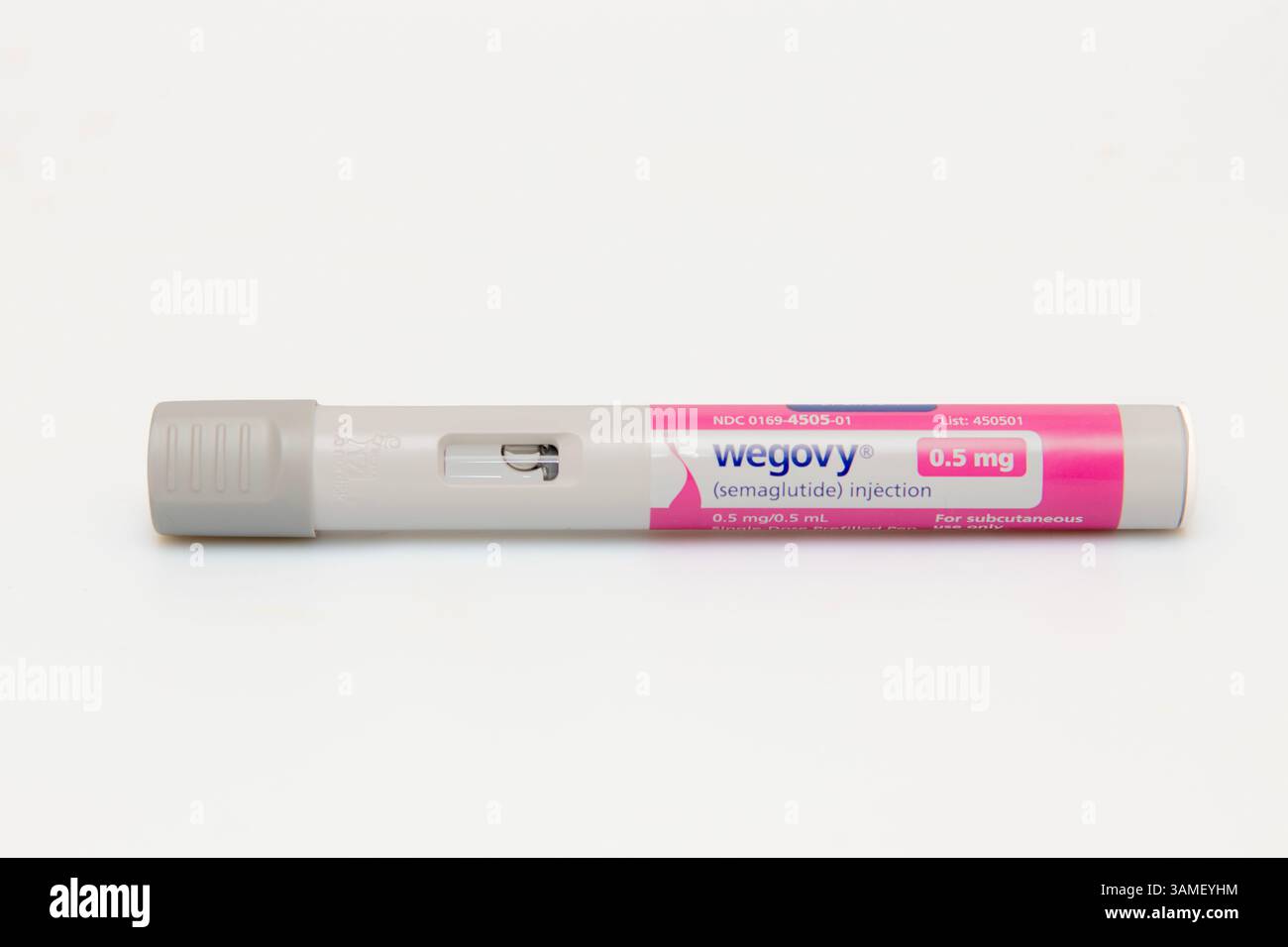 Médicaments médicaments Wegovy GLP-1 semaglutide injection stylo unidose fabriqué par Novo Nordisk 0.5MG Banque D'Images