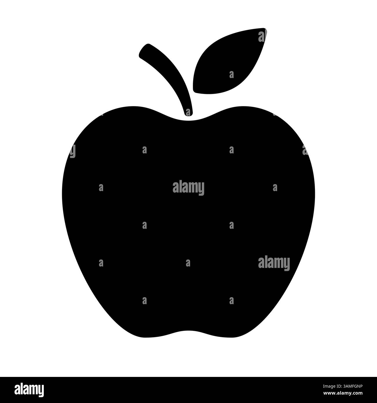 Icône pomme. Pomme silhouette noire isolée sur fond blanc. Façonner les fruits. Symbole de nutrition santé. Pictogramme de contour. Objet simple. Nutritif Illustration de Vecteur