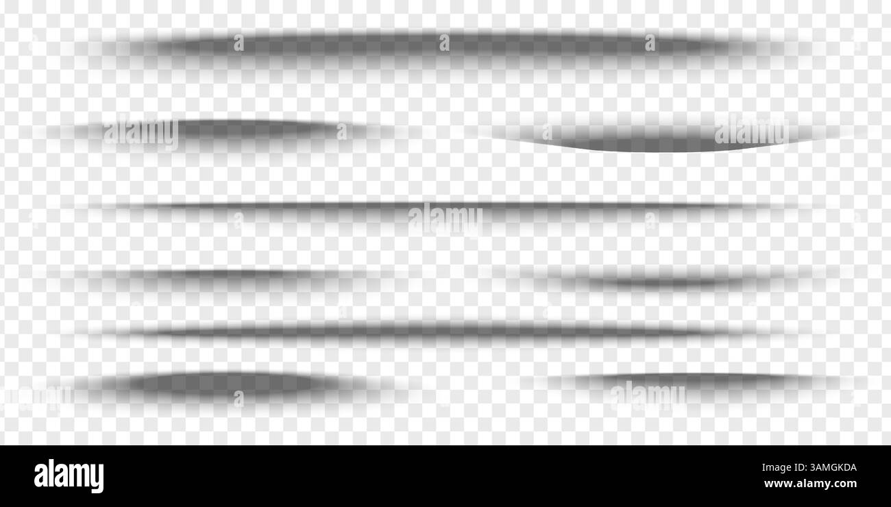 Ensemble de maquettes d'ombre d'emballage ou de boîte. Différentes formes grises douces réalistes. Effets de superposition de lumière. Ombres isolées sur fond transparent. Illustration réaliste vectorielle. Illustration de Vecteur