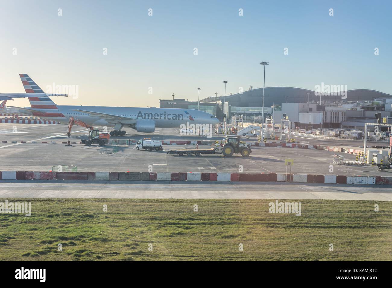 Heathrow, Londres - 28 janvier 2019 : avion d'American Airlines à l'aéroport de Heathrow, Londres, Angleterre, Royaume-Uni Banque D'Images