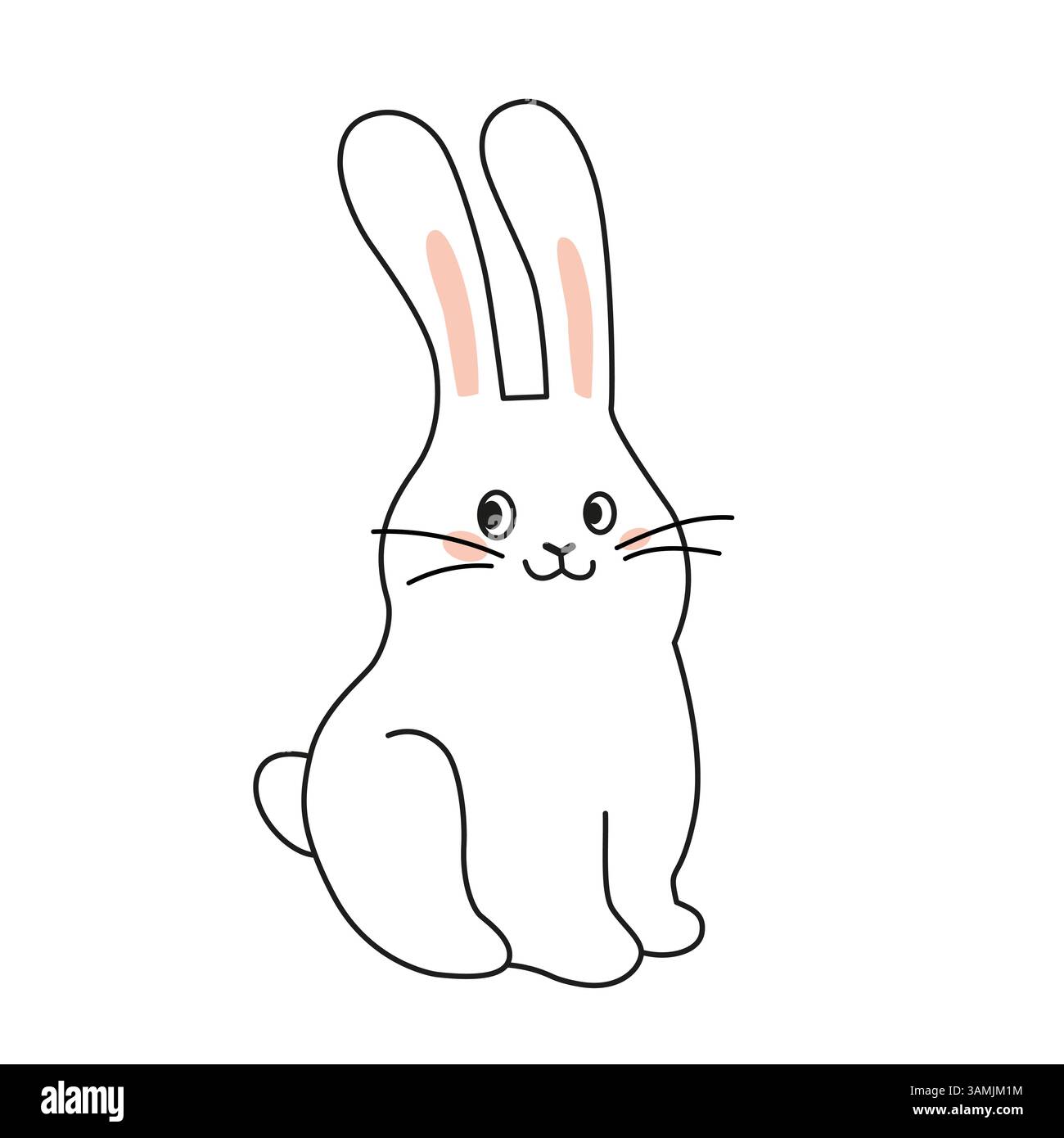 Joyeuse illustration de Pâques de lapin blanc mignon Illustration de Vecteur
