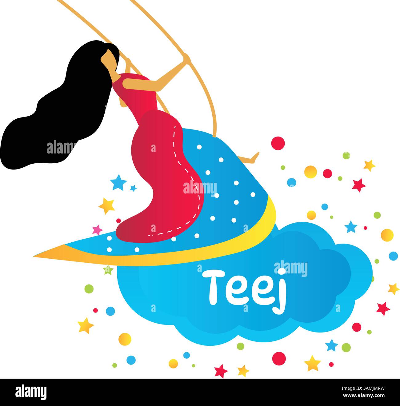 Teej Festival illustration célébration hindoue traditionnelle des femmes. Illustration de Vecteur