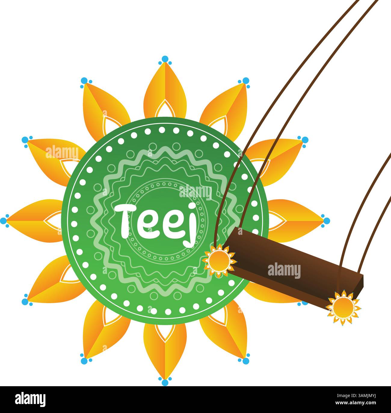 Teej Festival illustration célébration hindoue traditionnelle des femmes. Illustration de Vecteur