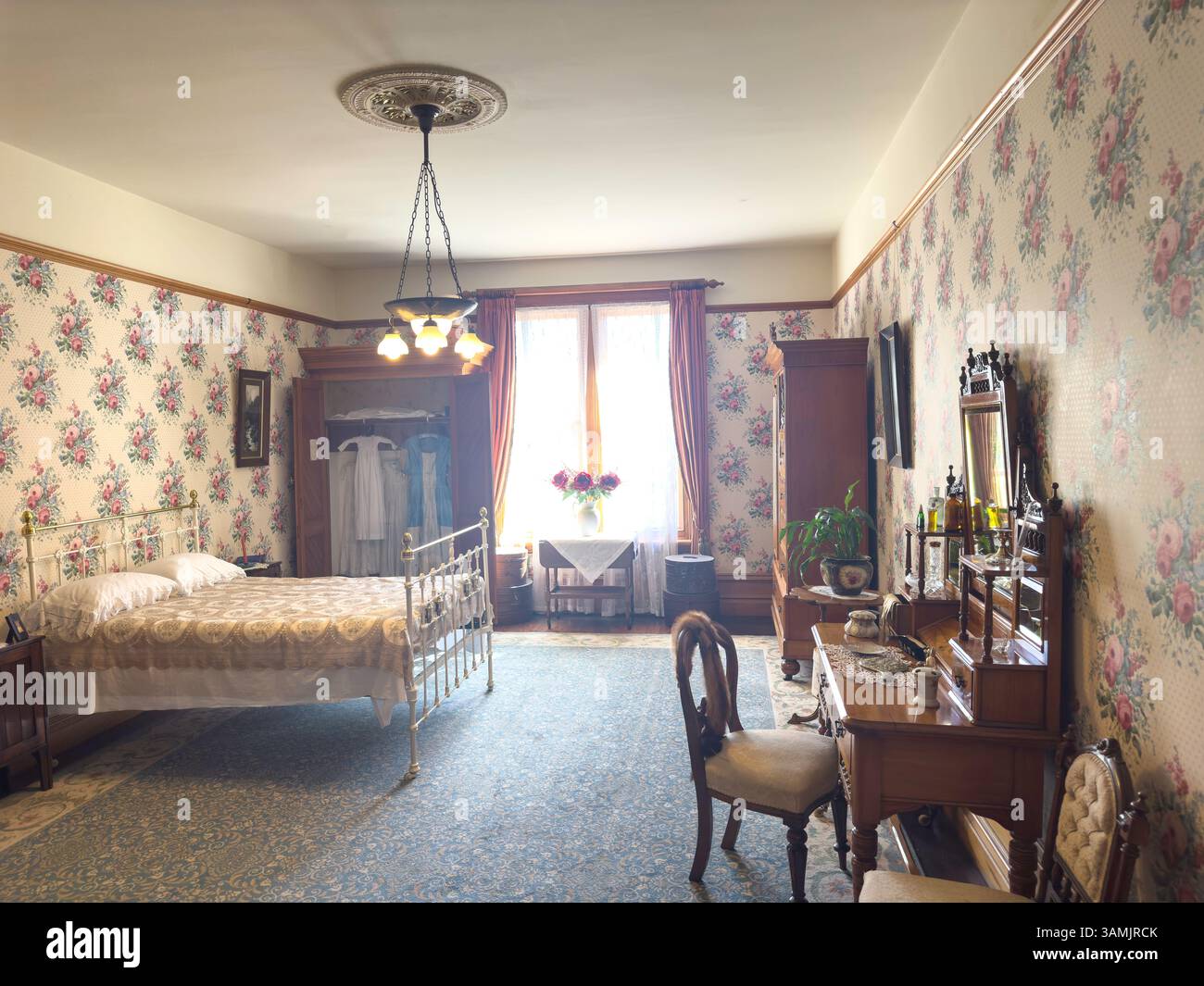 Chambre principale, Riccarton House & Bush, Kahu Road, Fendalton, Christchurch (Ōtautahi), Canterbury Region, nouvelle-Zélande Banque D'Images