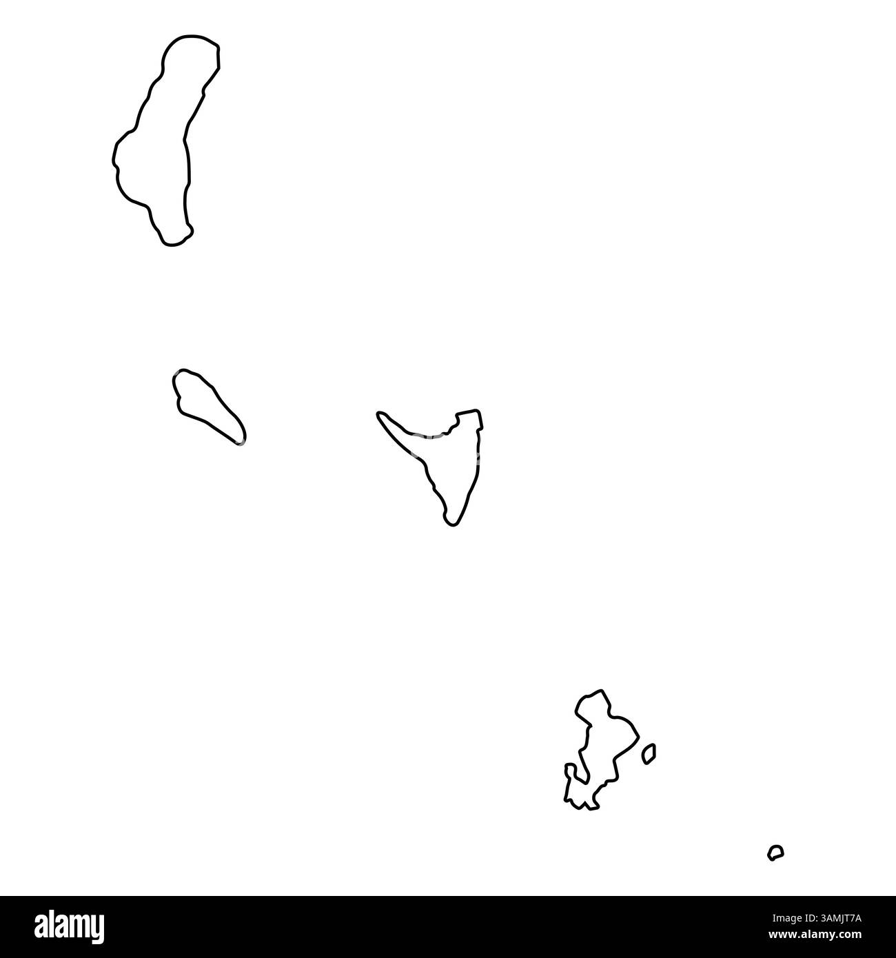 Carte esquissée des îles Comores avec des contours noirs simples Illustration de Vecteur