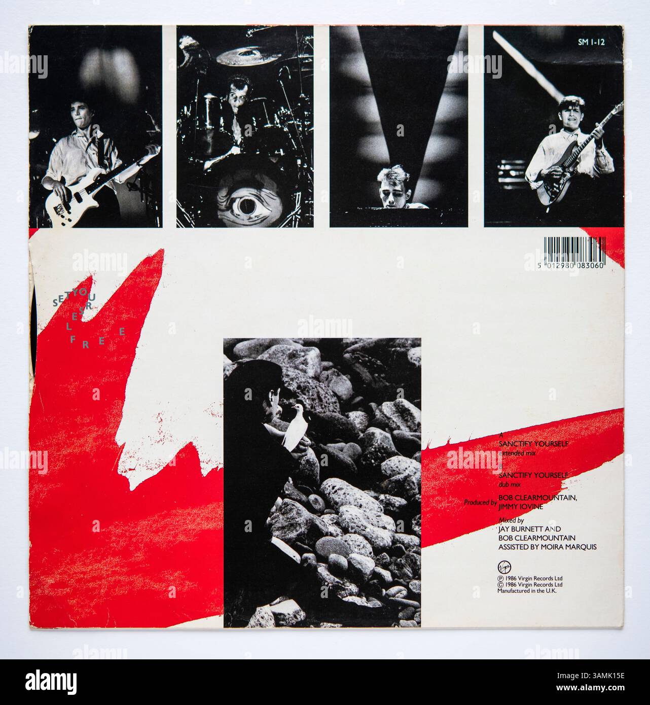 Couverture arrière de la version single 12 pouces de Sanctify Yourself by simple Minds, sortie en 1985 Banque D'Images