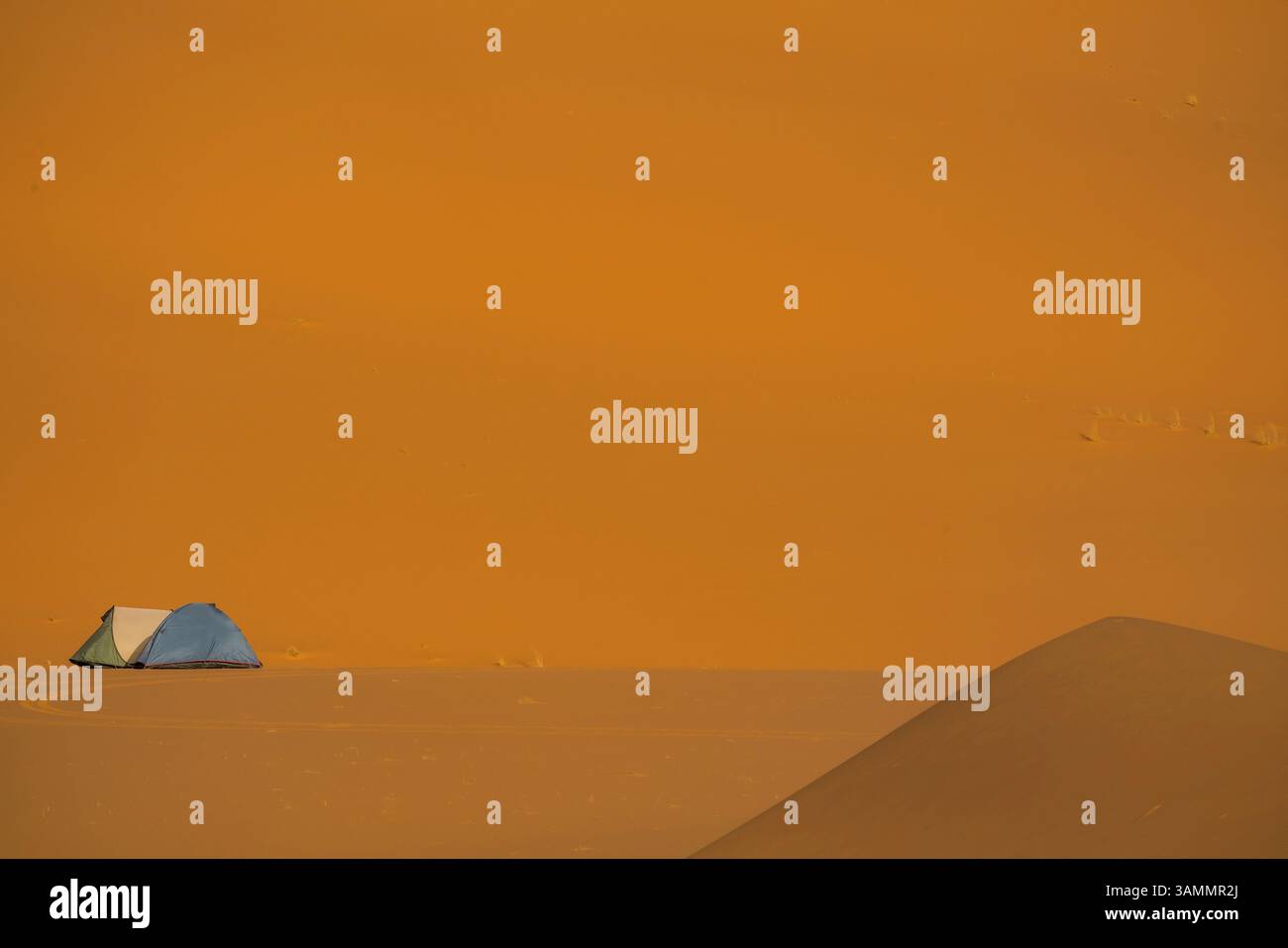 Vue aérienne de personnes campant dans le désert du Sahara, Djanet, Algérie, Afrique. Banque D'Images Vue aérienne de personnes campant dans le désert du Sahara, Djanet, Algérie, Afrique. Banque D'Images