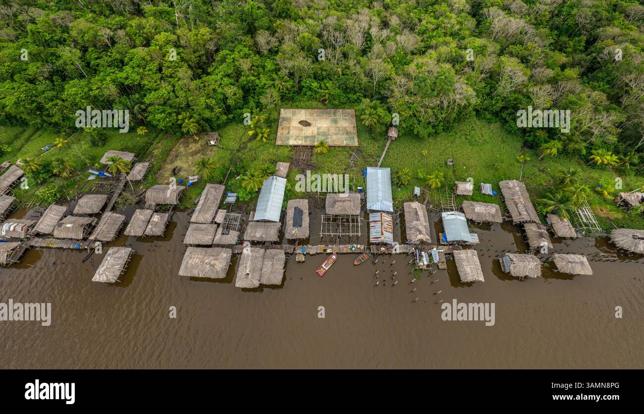 Vue aérienne du delta du fleuve Orénoque, Venezuela. Banque D'Images