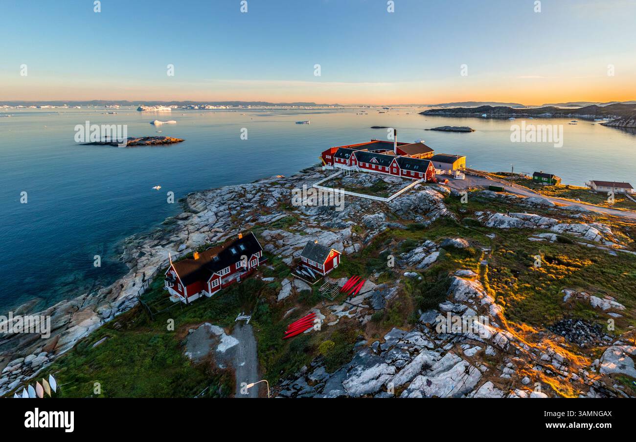 Vue aérienne d'Ilulissat, Groenland. Banque D'Images