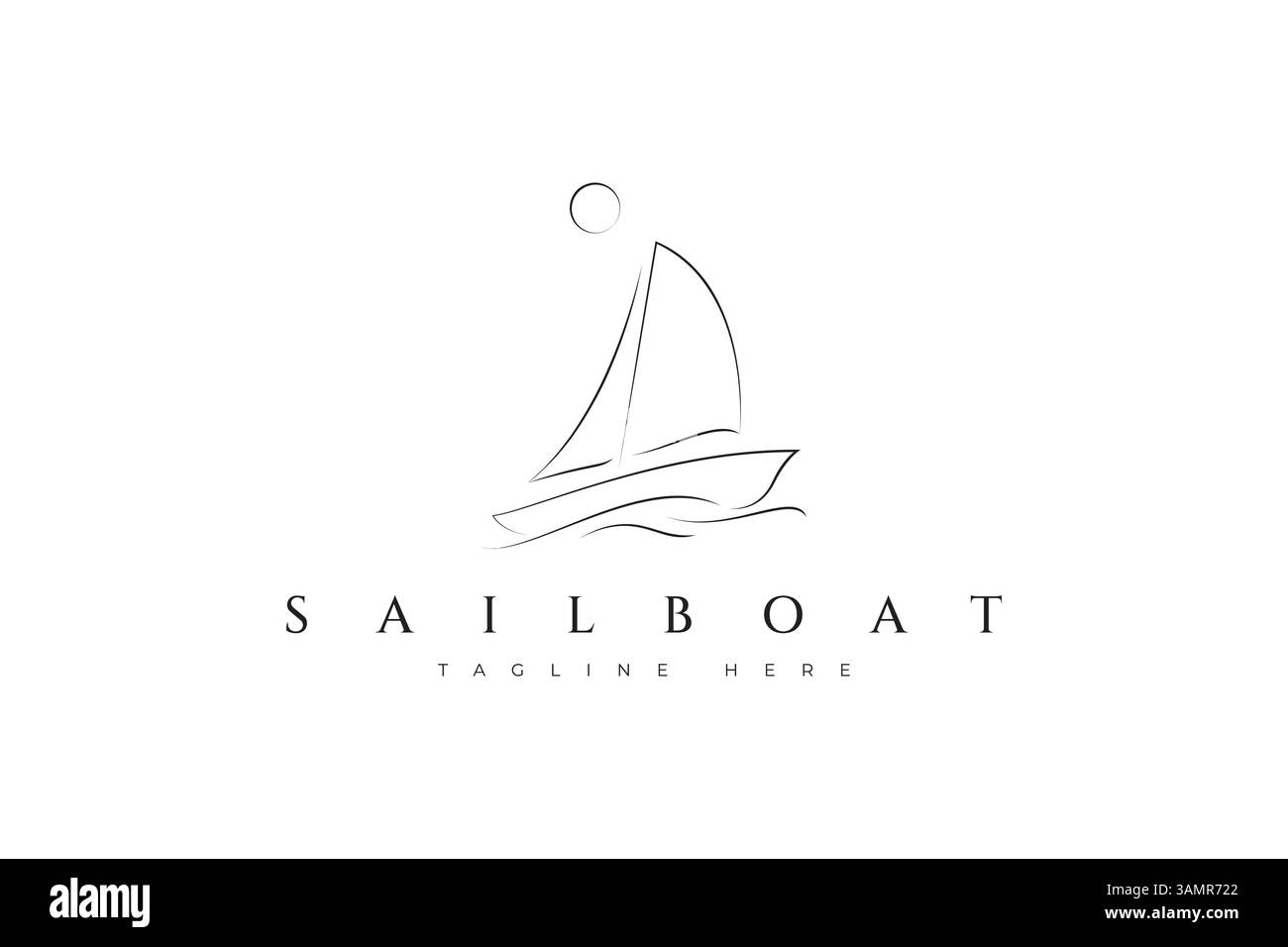 Logo voilier style linéaire abstrait Holiday Beach Journey Island Illustration de Vecteur