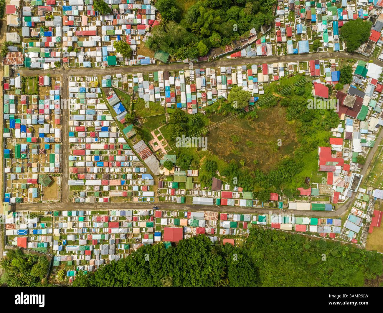 Vue aérienne abstraite du quartier résidentiel de la ville de Cebu, Philippines. Banque D'Images