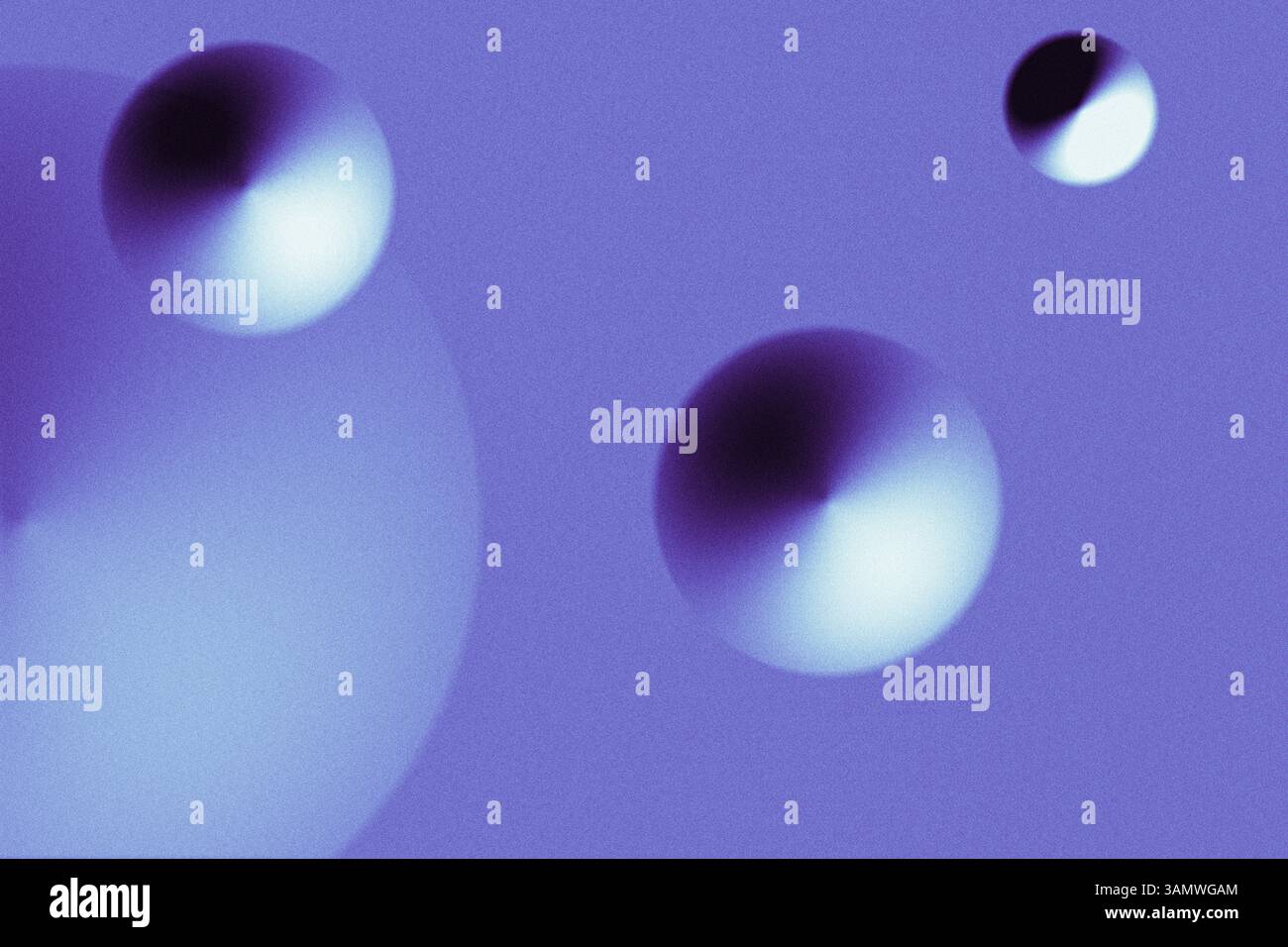 Abstrait rétro arrière-plan futuriste style vintage des années 1980 design de science-fiction Flying gradient formes géométriques 3d cercles ou cônes dans l'espace violet Banque D'Images