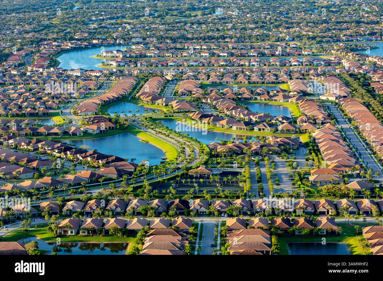 Vue aérienne de la banlieue de Parkland, Floride, états-unis. Banque D'Images