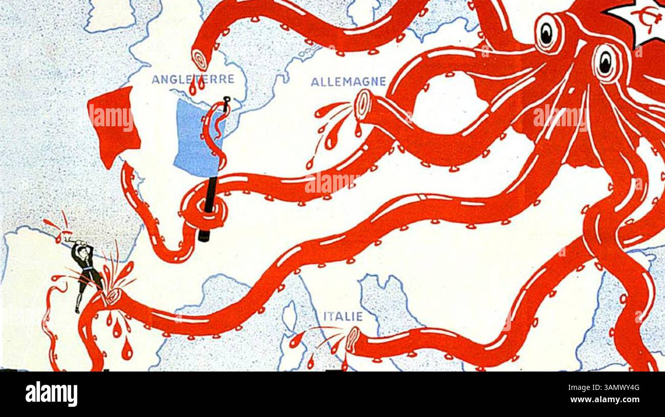 AFFICHE ANTI-COMMUNISTE FRANÇAISE vers n1936 Banque D'Images