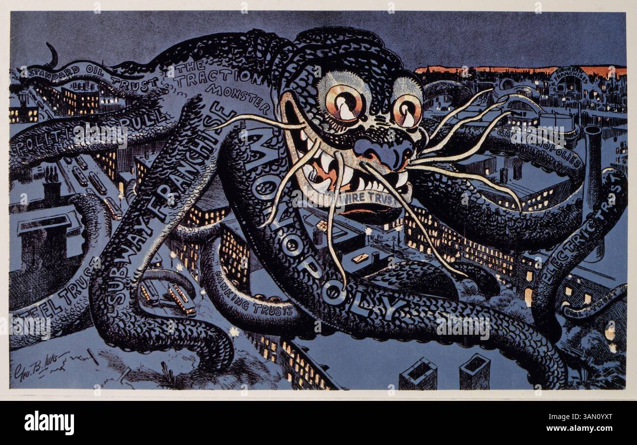 1er juin 1900 - la menace de l'heure, caricature anti-Monopoly, George Luks, le verdict Magazine, 1899 (crédit image : © Glasshouse/ZUMAPRESS.com) Banque D'Images