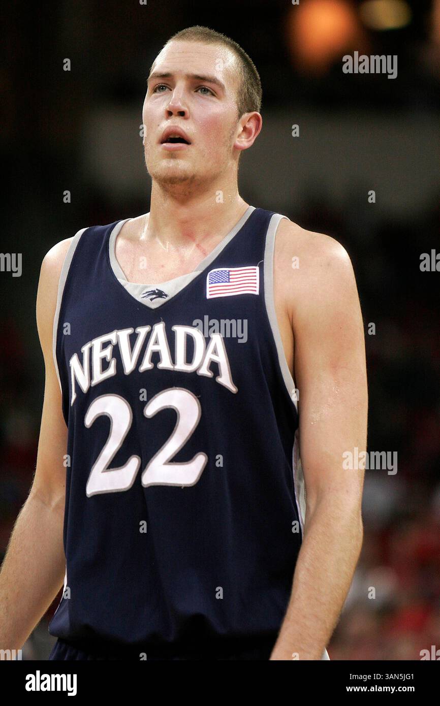 L'attaquant senior du Nevada Nick Fazekas dans le match avec Fresno State au Save Mart Center à Fresno, CA 8 février 2007. Le Nevada a gagné 81 à 68.(image crédit : © Phil Hawkins/Cal Sport Media) Banque D'Images