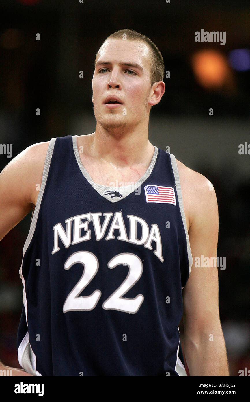L'attaquant senior du Nevada Nick Fazekas dans le match avec Fresno State au Save Mart Center à Fresno, CA 8 février 2007. Le Nevada a gagné 81 à 68.(image crédit : © Phil Hawkins/Cal Sport Media) Banque D'Images
