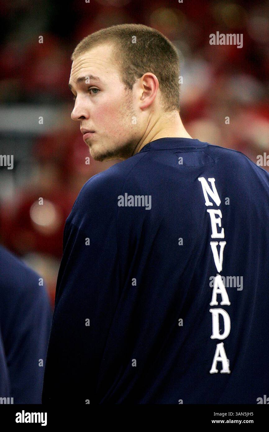 L'attaquant senior du Nevada Nick Fazekas dans le match avec Fresno State au Save Mart Center à Fresno, CA 8 février 2007. Le Nevada a gagné 81 à 68.(image crédit : © Phil Hawkins/Cal Sport Media) Banque D'Images