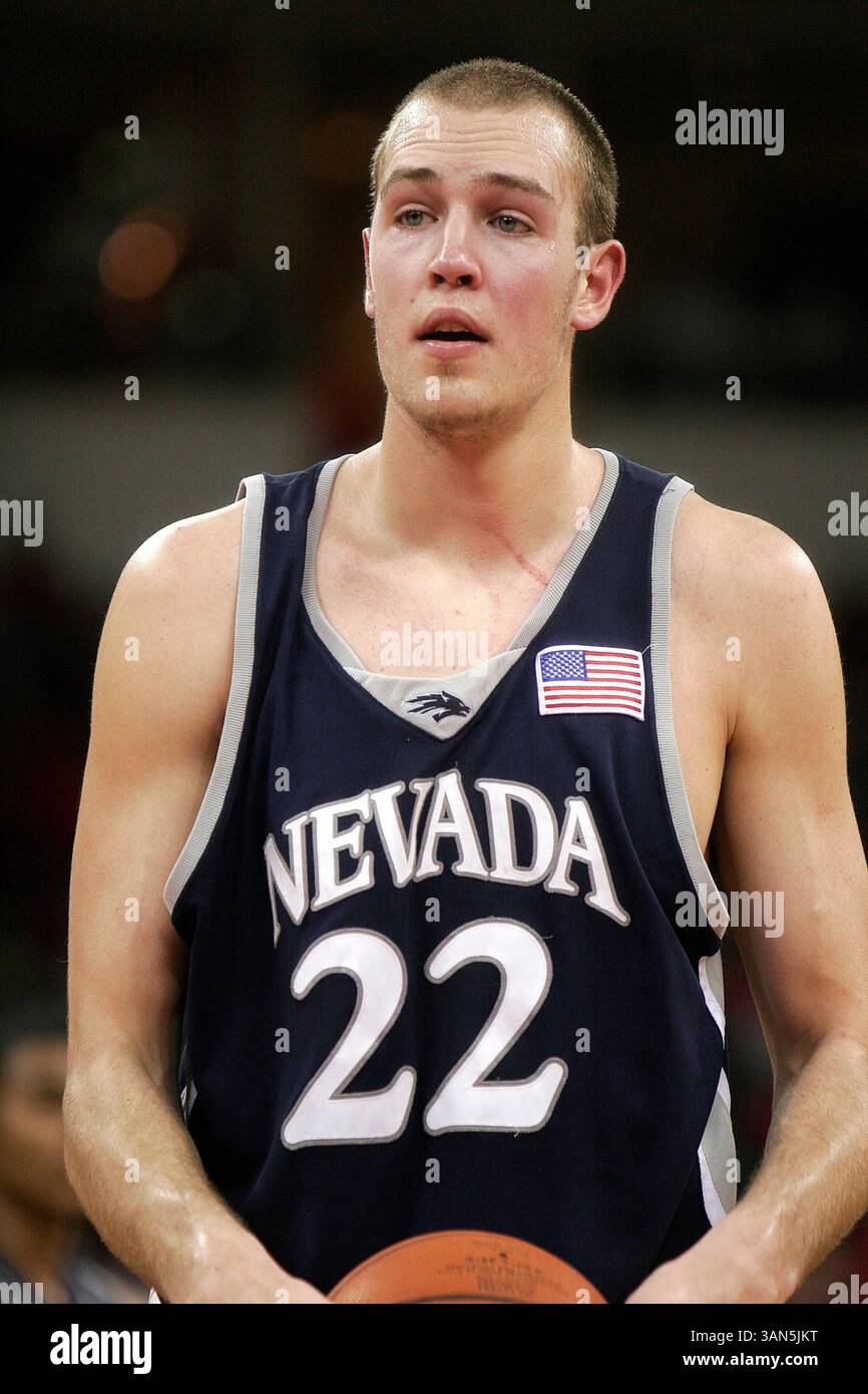 L'attaquant senior du Nevada Nick Fazekas dans le match avec Fresno State au Save Mart Center à Fresno, CA 8 février 2007. Le Nevada a gagné 81 à 68.(image crédit : © Phil Hawkins/Cal Sport Media) Banque D'Images