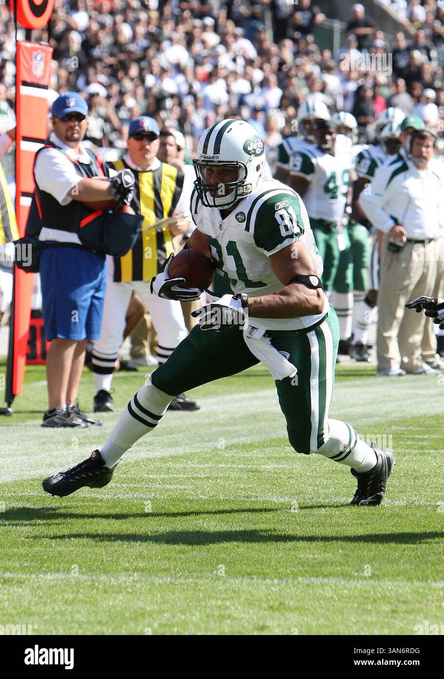 NFL : Raiders v. jets OCT 19, 2008..October 19, 2008 : TE #81 Dustin Keller des jets de New York en action v. The Oakland Raiders au Oakland-Alameda County Coliseum à Oakland, Californie. Les Raiders ont battu les jets en OT 16-13...Greg Ashman/CSM (image crédit : © Cal Sport Media/ZUMA Press) Banque D'Images