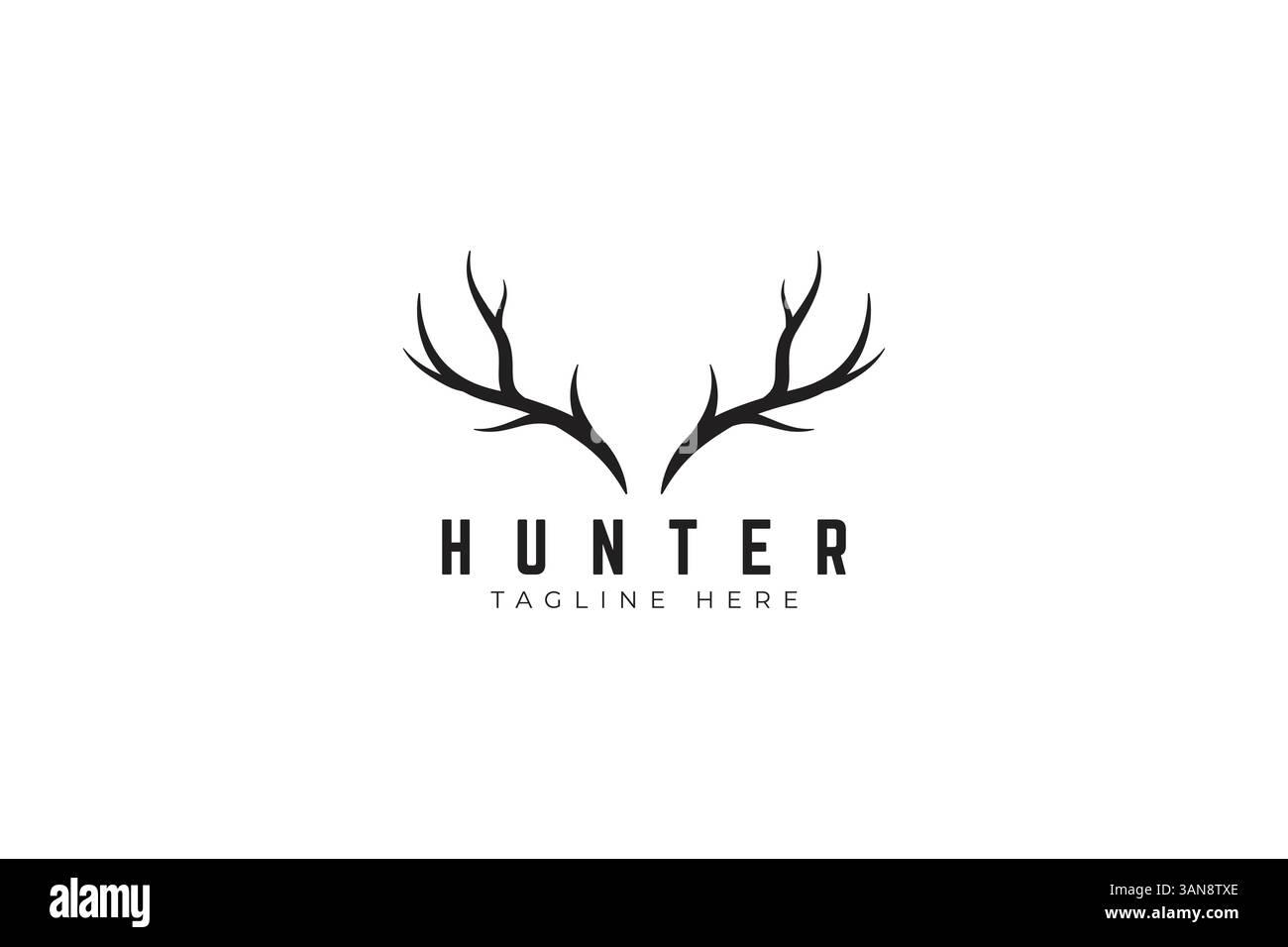 Horn Deer Antler Elk Vintage logo identité de marque pour Community Hunter et Forest Ranger Illustration de Vecteur