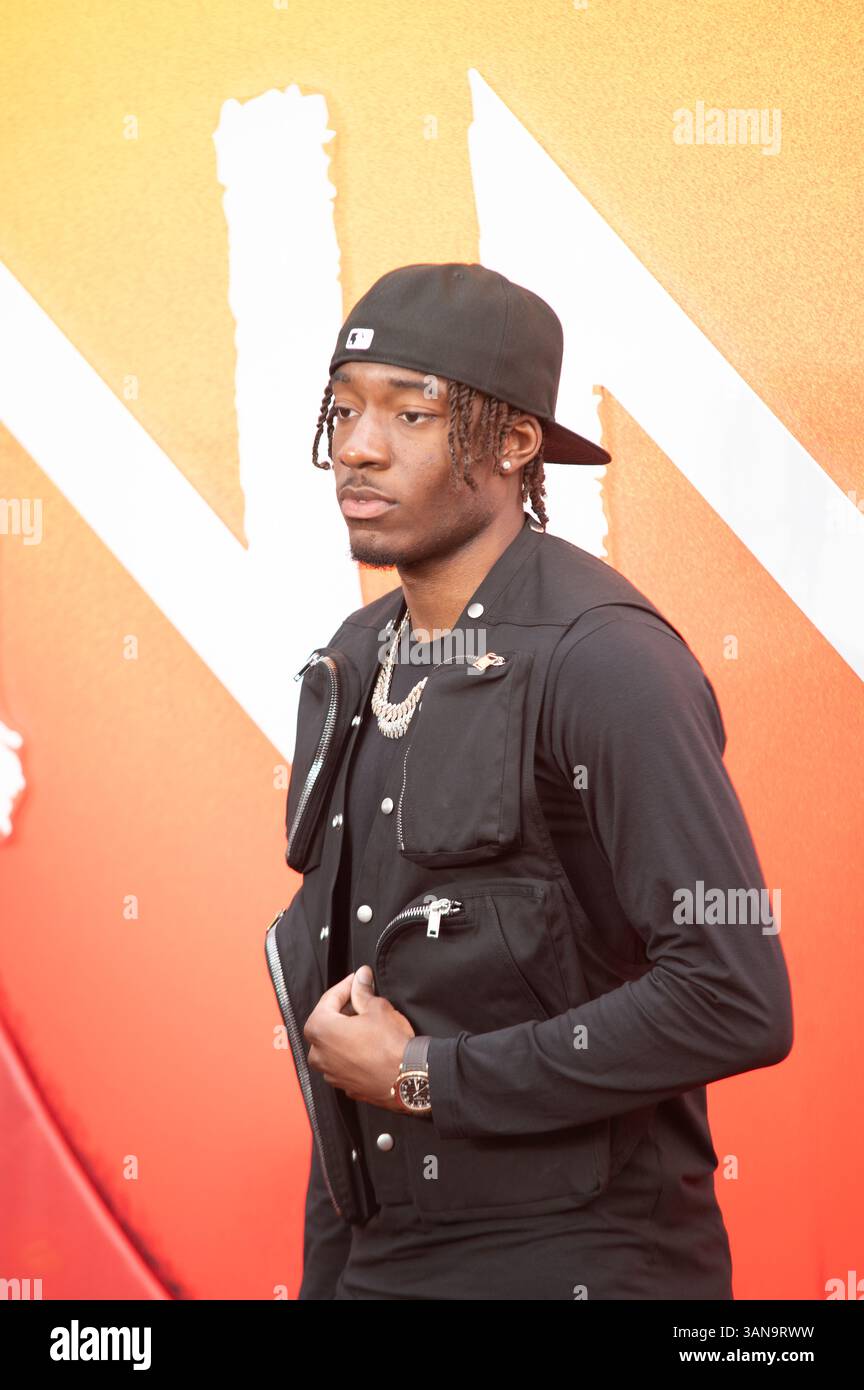 Londres, Royaume-Uni. 14 avril 2025. Noni Madueke sur le tapis rouge lors de la première européenne de « The Sinners ». Cristina Massei/Alamy Live News Banque D'Images