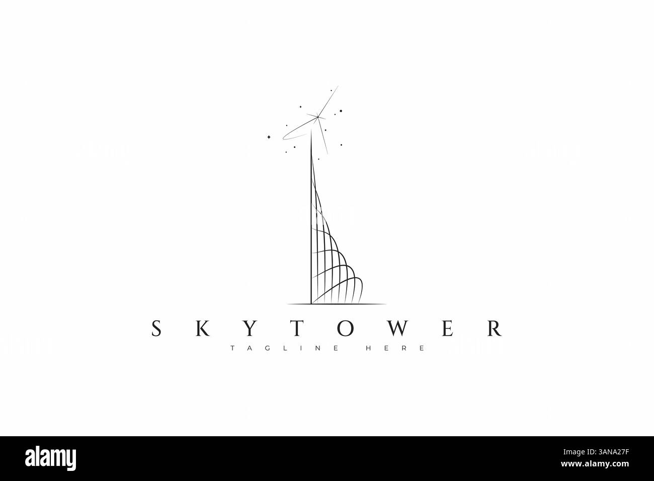 Abstrait Sky Tower Building Skyscraper logo entreprise Appartement Bureau Skyline Town Illustration de Vecteur