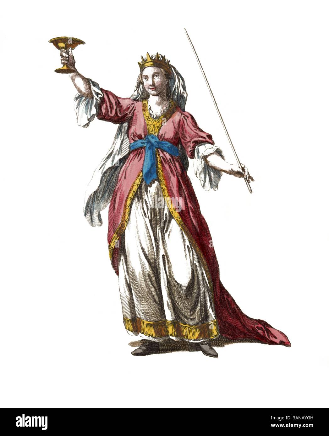 Vêtements historiques, histoire de la mode, Circe, Kirke, aussi Zirze, sorcière de la mythologie grecque, fille du Dieu soleil Hélios et de la Perse océanide, reproduction restaurée numériquement d'un original du XVIIIe/XIXe siècle, date exacte inconnue Banque D'Images
