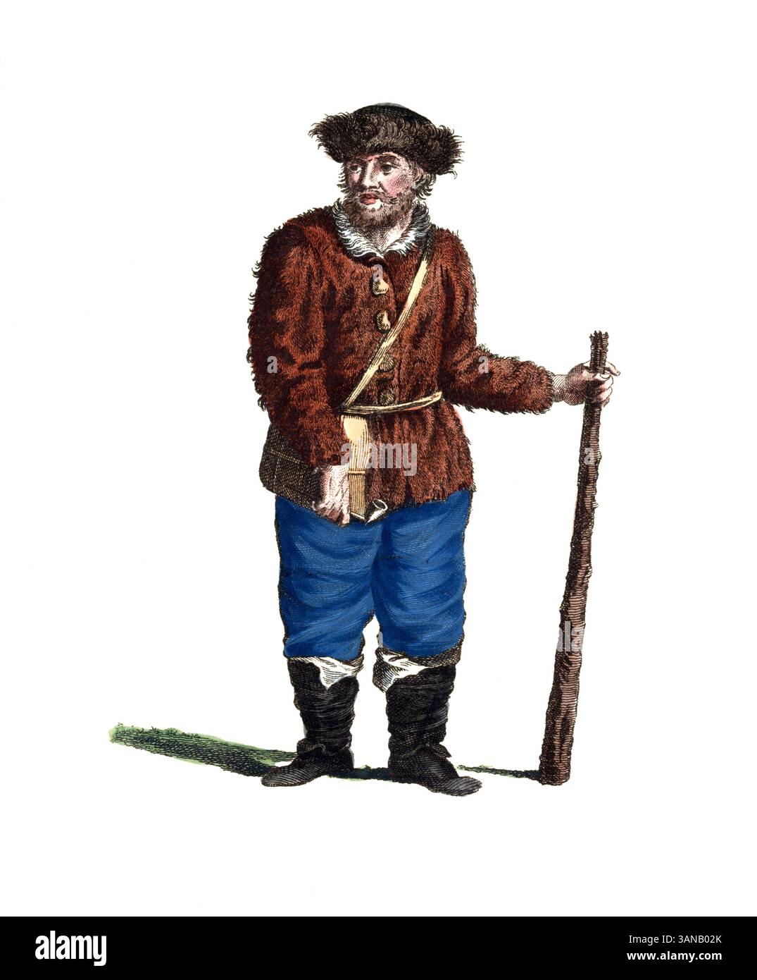 Habillement historique, histoire de la mode, habillement d'un paysan livonien en 1700, Livona, reproduction numérisée restaurée d'un original du 18ème/19ème siècle, date exacte inconnue Banque D'Images