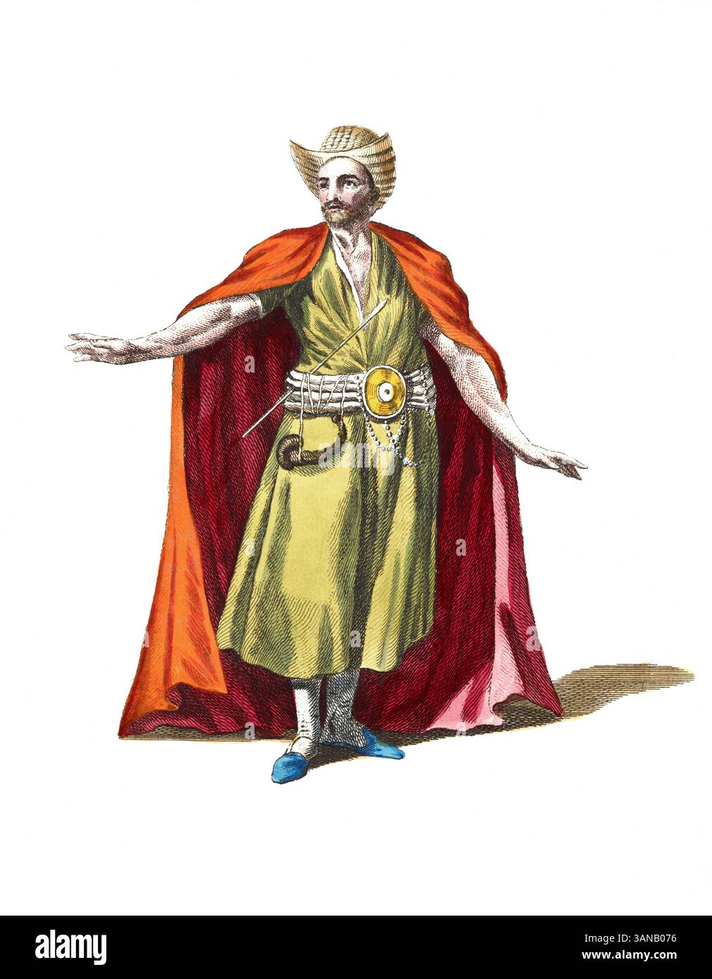 Vêtements historiques, histoire de la mode, robe d'un derviche en Inde en 1700, reproduction restaurée numériquement d'un original du 18ème/19ème siècle, date exacte inconnue Banque D'Images