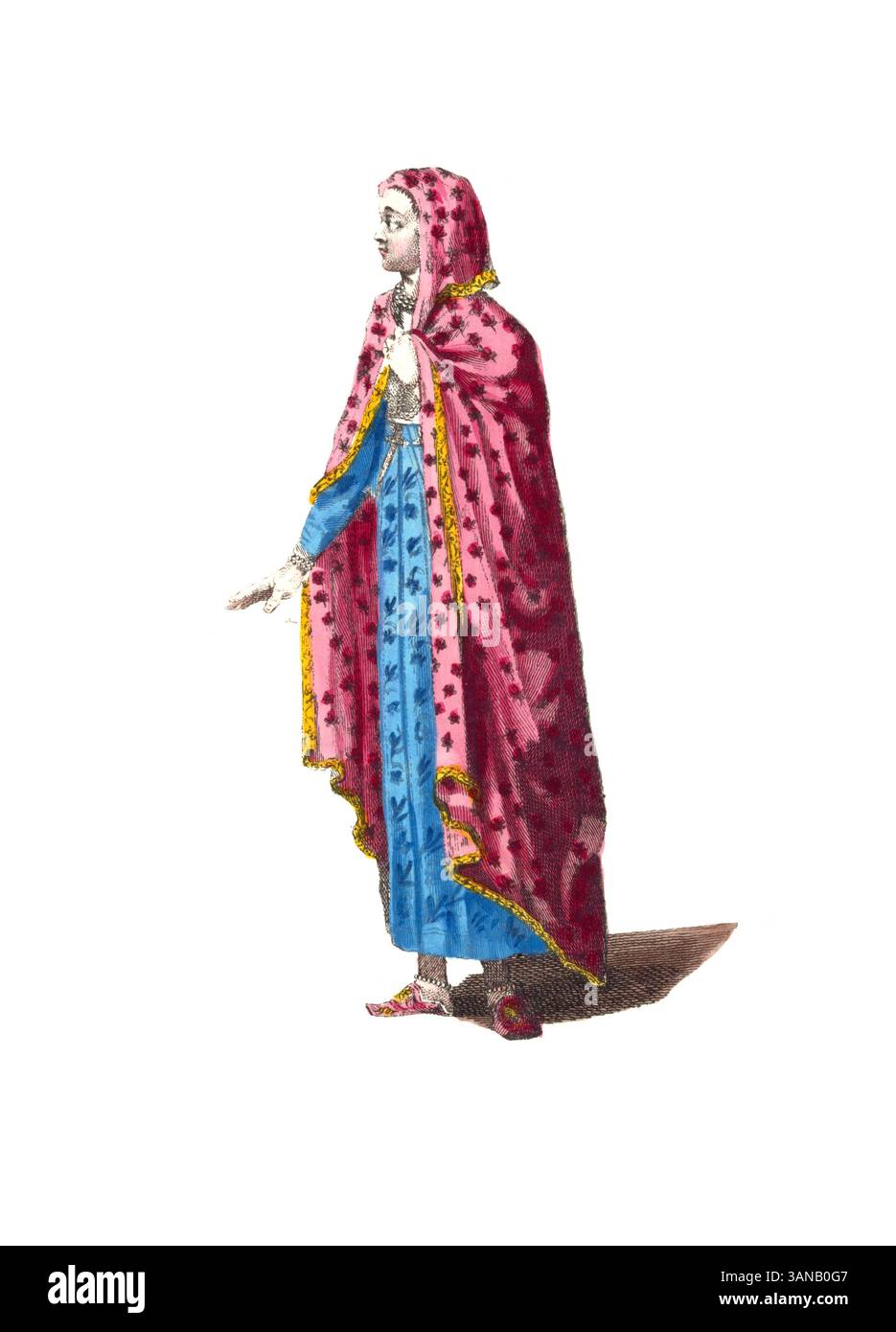 Vêtements historiques, histoire de la mode, style vestimentaire d'une dame de l'Inde, région de l'Hindustan, vers 1700, reproduction restaurée numériquement d'un original du 18ème/19ème siècle, date exacte inconnue Banque D'Images