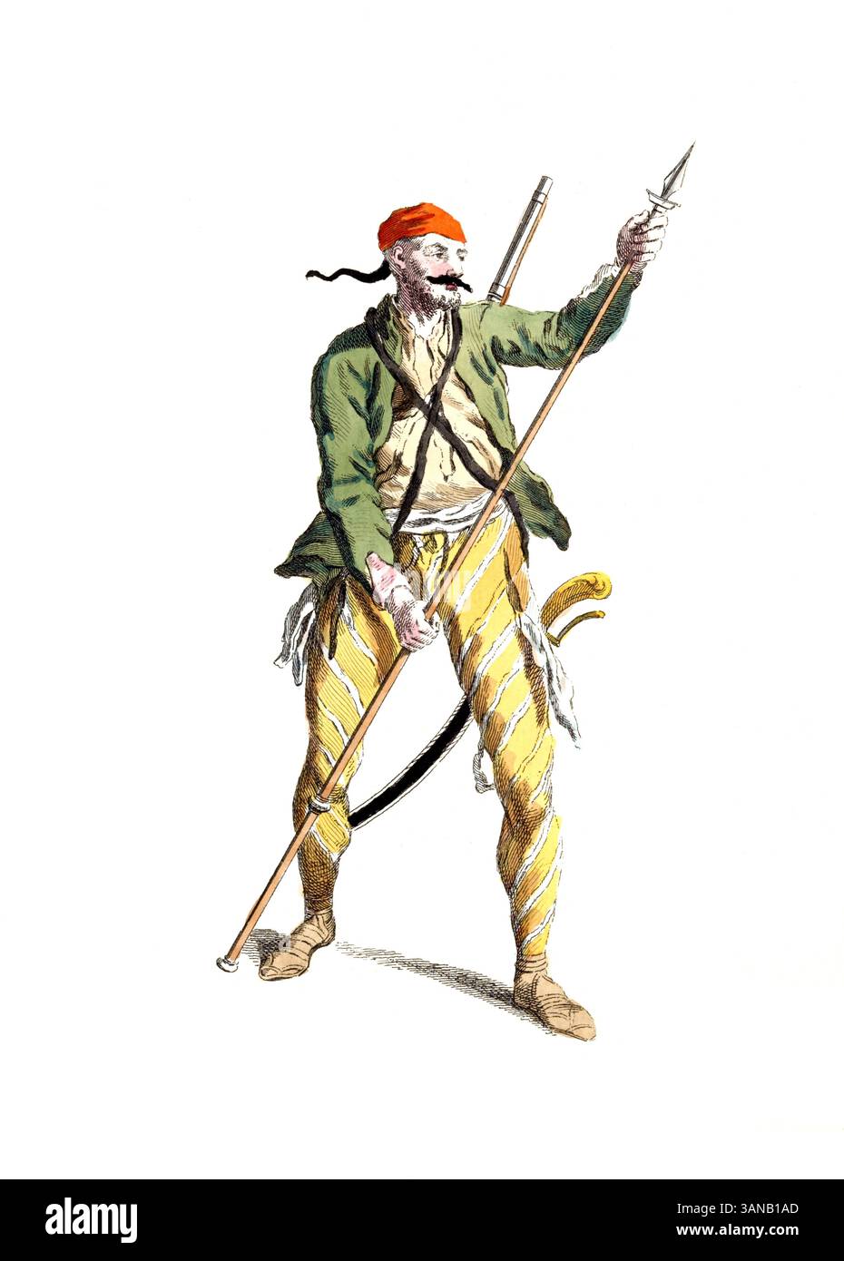 Vêtements historiques, histoire de la mode, vêtements d'un tolpache russe en 1742, reproduction restaurée numériquement d'un original du XVIIIe/XIXe siècle, date exacte inconnue Banque D'Images