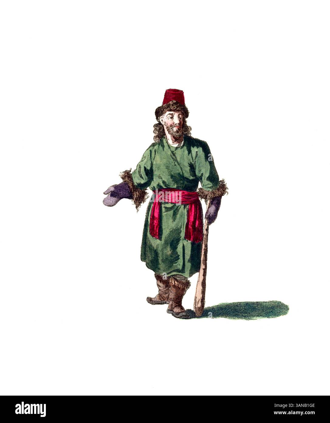 Vêtements historiques, histoire de la mode, vêtements d'un paysan russe en 1758, Russie, reproduction restaurée numériquement d'un original du 18ème/19ème siècle, date exacte inconnue Banque D'Images