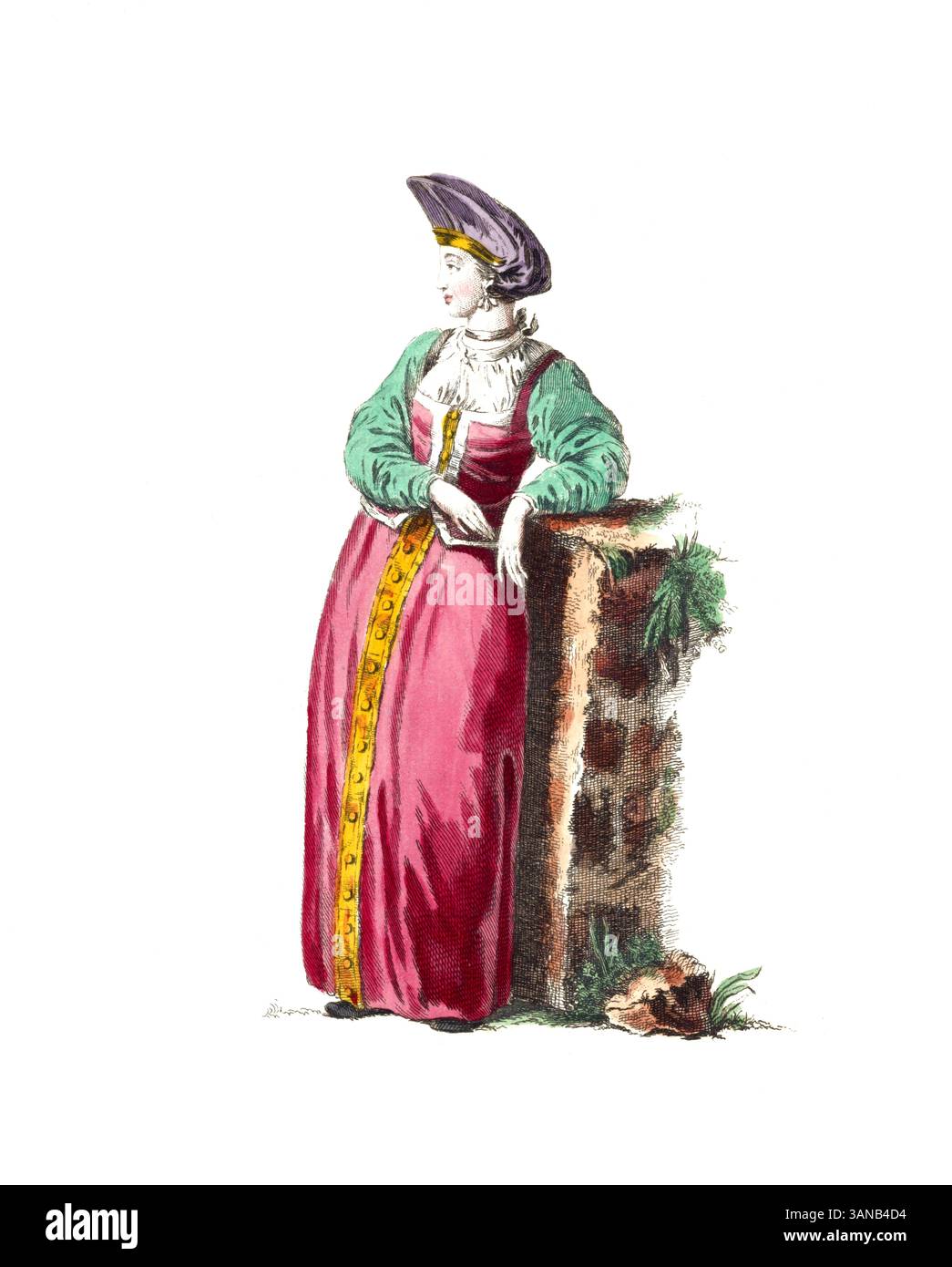 Vêtements historiques, histoire de la mode, vêtements de la femme d'un paysan russe en 1768, reproduction restaurée numériquement d'un original du 18ème/19ème siècle, date exacte inconnue Banque D'Images