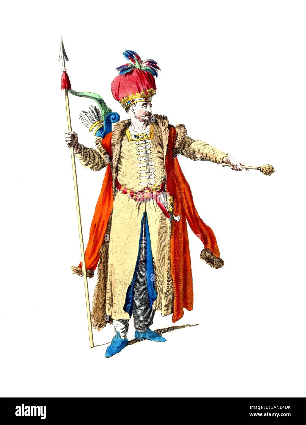 Vêtements historiques, histoire de la mode, vêtements du prince tartare, Tatars, un peuple turcique vivant principalement dans la Fédération de Russie, en particulier dans les républiques du Tatarstan et du Bachkortostan, 1700, reproduction numérisée restaurée d'un original du XVIIIe/XIXe siècle, date exacte inconnue Banque D'Images