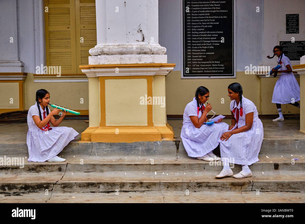 Sri Lanka, Province du Nord, Jaffna, école catholique à l’Église James la Grande, classe de musique Banque D'Images