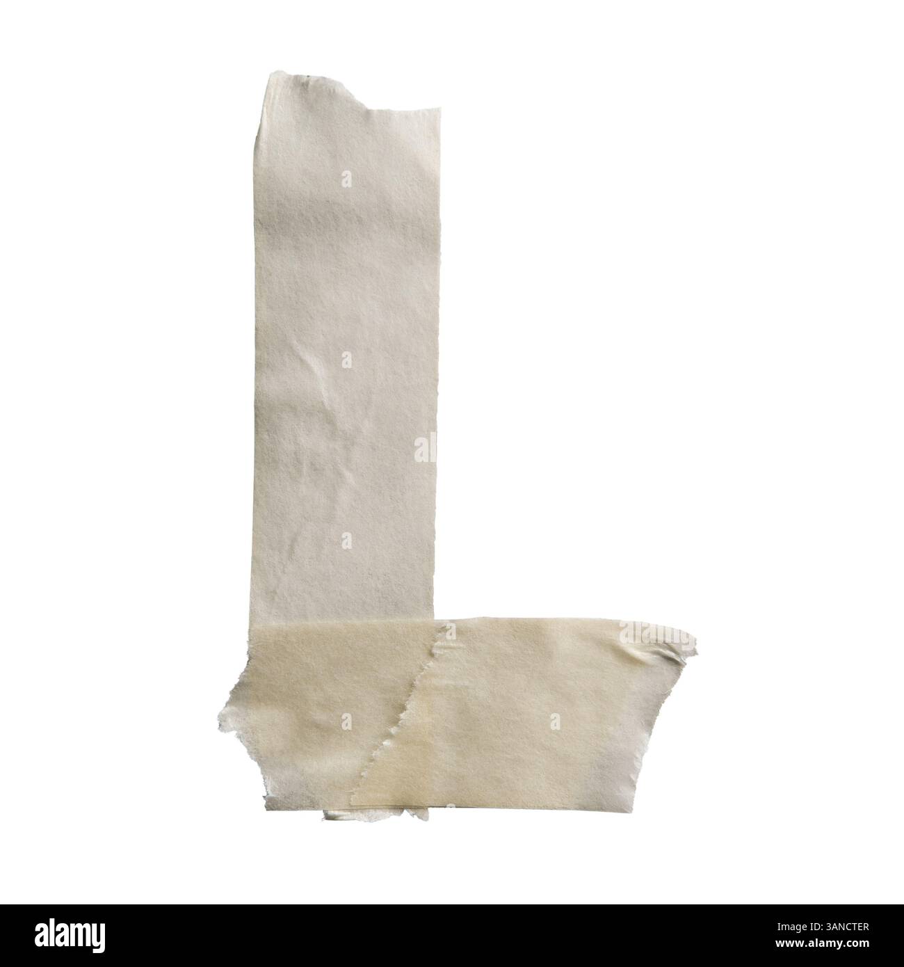 Lettre l faite de ruban de masquage de couleur blanc cassé sur fond blanc avec chemin de détourage Banque D'Images