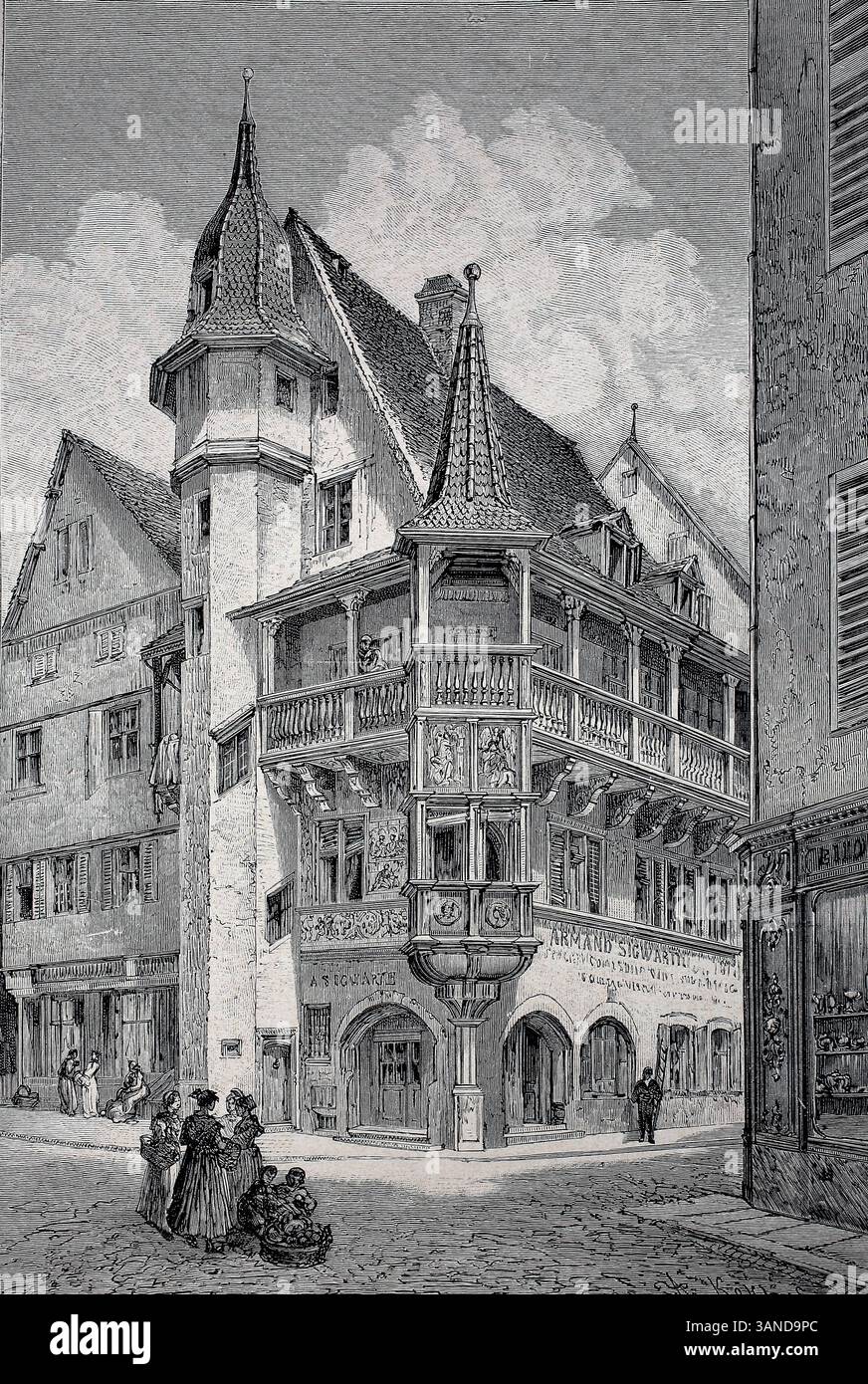 DAS Pfisterhaus in Colmar um 1880, Das Haus wurde im Jahr 1537 in der damaligen Freien Reichsstadt Colmar im Auftrag des Hutmachers Ludwig Scherer erb Banque D'Images