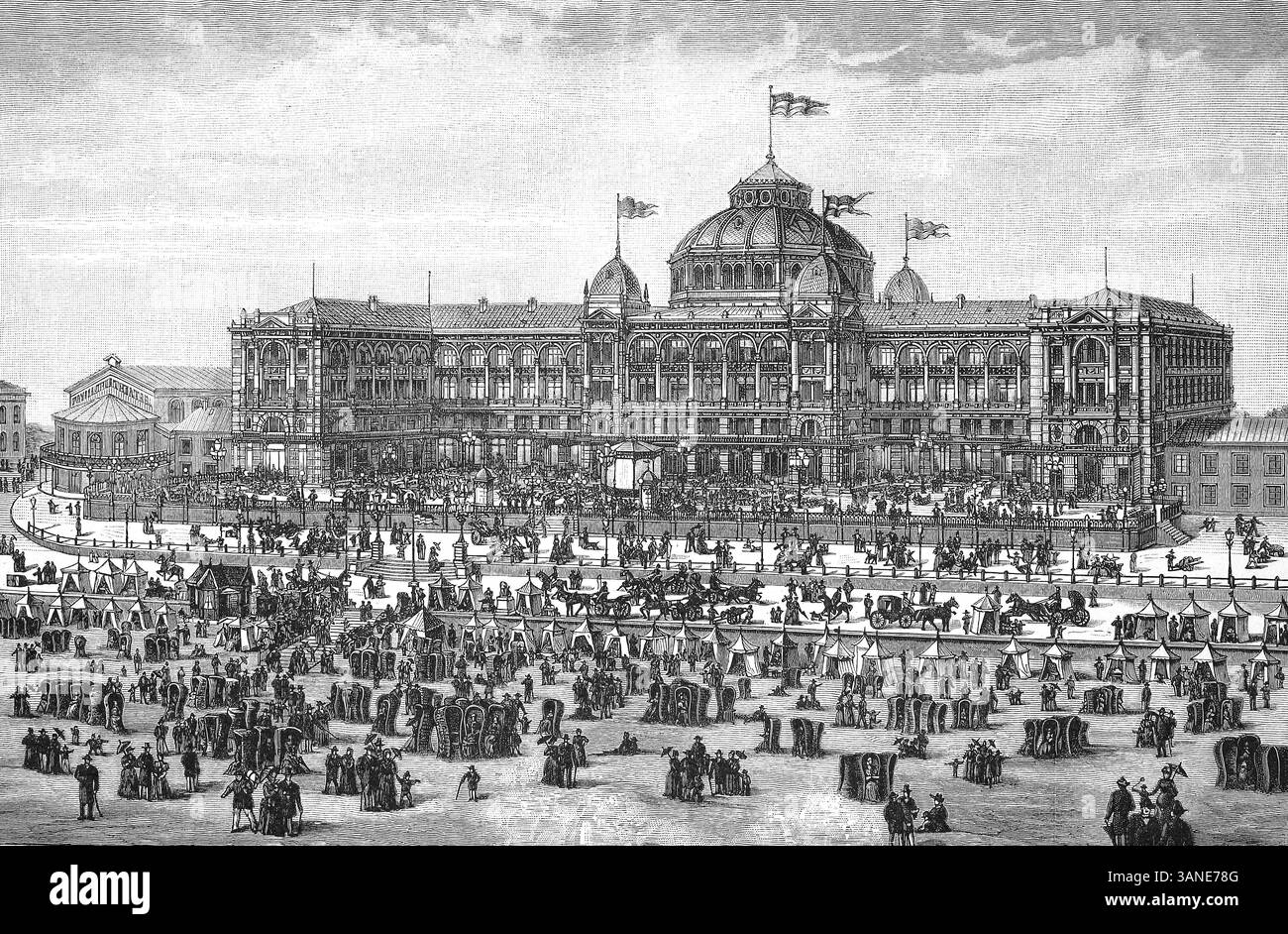 Plage de Scheveningen sur la mer du Nord en 1898, Hollande, reproduction numérique d'un original du 19ème siècle, historique Banque D'Images