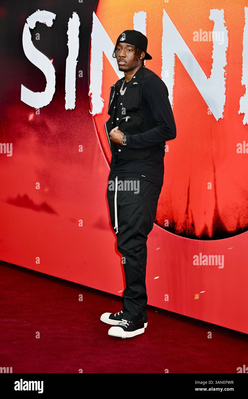 Noni Madueke. Première européenne de Sinners, Cineworld Leicester Square, Londres, Royaume-Uni Banque D'Images