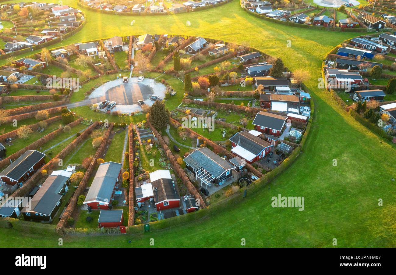 Vue aérienne d'images aériennes à couper le souffle de Brøndby Haveby près de Copenhague, Danemark. Banque D'Images